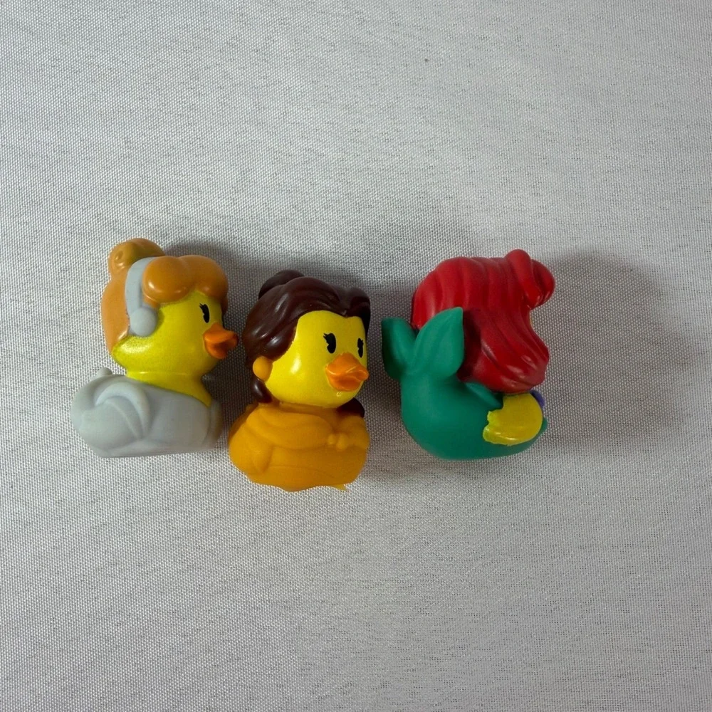 Disney Princess Rubber Mini Duck Cinderella Belle Ariel Bath Toy Collectibles 3